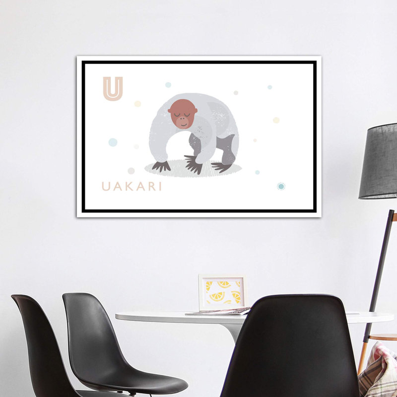 Uakari - imprimé, Pas de tapis, H 40 po x l 60 po x 1,5 po, Toile blanche encadrée