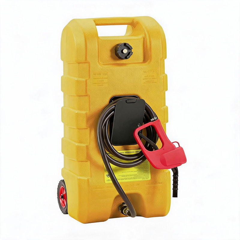 15 Gallon Portable Fuel Caddy with Manual Siphon Pump and Wheels, Leak-Proof HDPE Tank for Petrol or Kerosene