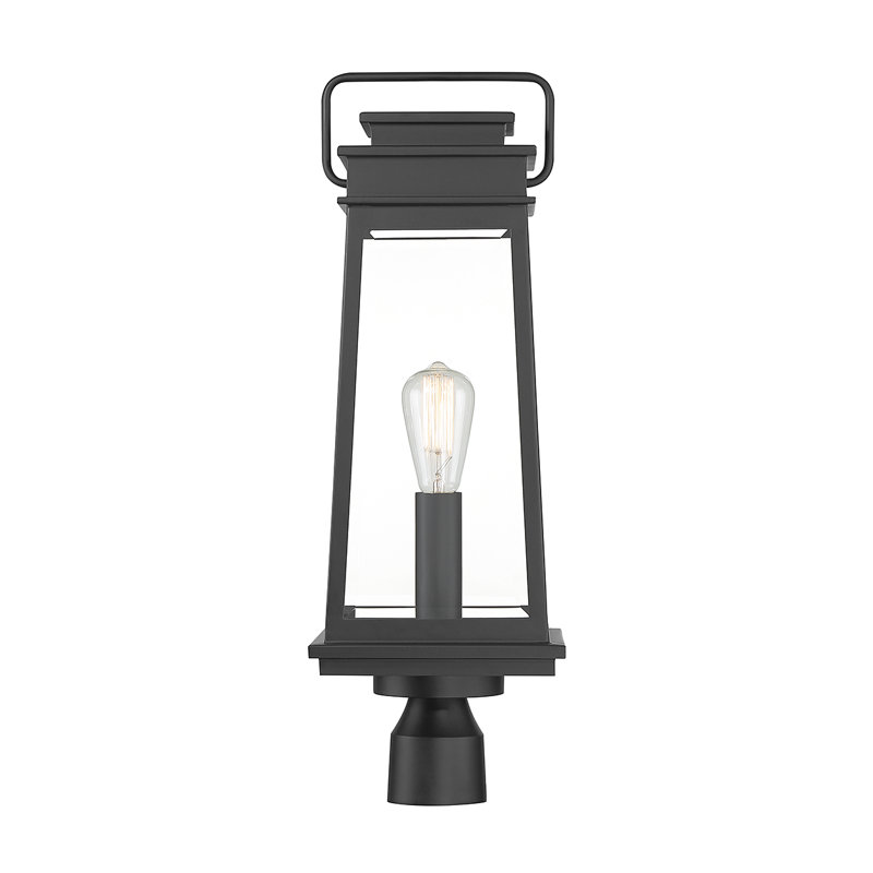 Matte Black 1-Light Outdoor Post Lantern with Clear Glass