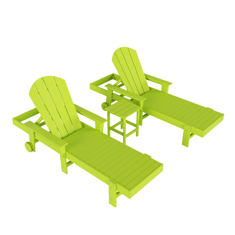 Laguna Outdoor Chaise Lounge Set with Table, Lime