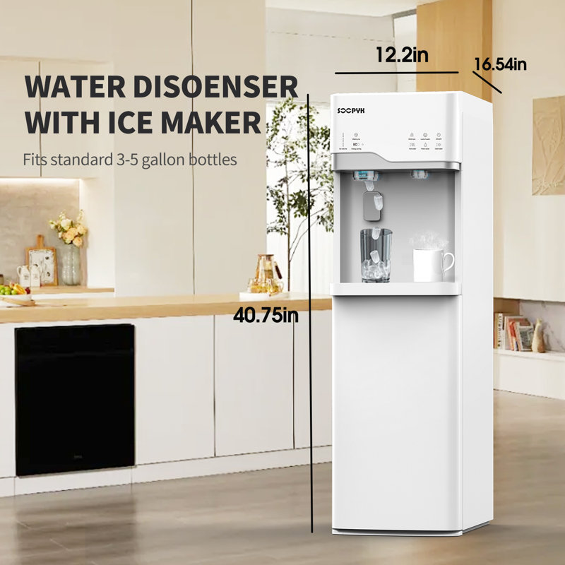 Distributeur d'eau froide et chaude autonettoyante Soopyk avec machine à glaçons à chargement par le bas pour 3 ou 5 gallons de capacité quotidienne de 22 lb