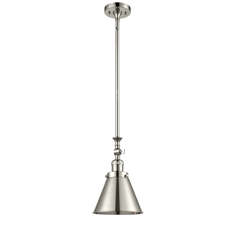 Luminaire suspendu conique à 1 lumière Donovan, Nickel poli, Nickel poli