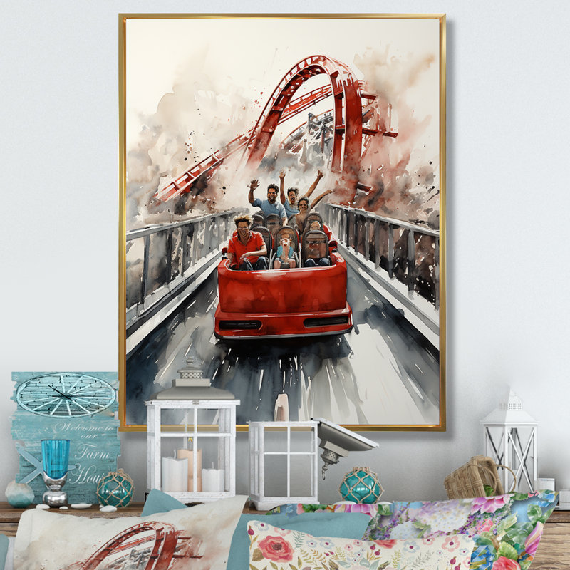 «Lonnia Rollercoaster Thrill Seekers Delight III», reproduction sur toile, H 32 po x l 16 po x P 1 po, Cadre flottant doré