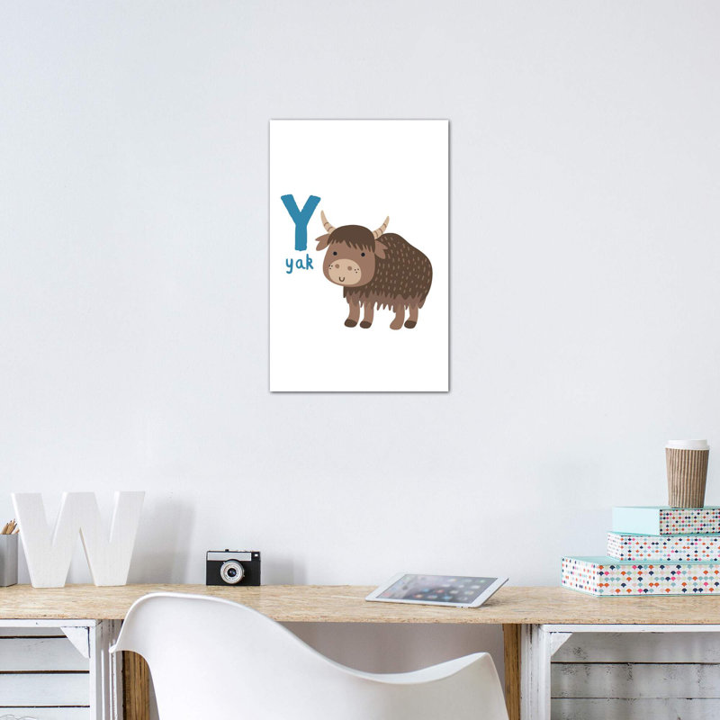 Animal Alphabet - Y - impression d'art graphique, H 26 po x l 18 po x 1,5 po, Toile tendue, Pas de tapis