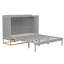 Grand lit escamotable moderne grand format avec pieds en fer, conception pliable peu encombrante, robuste, gris-129461485