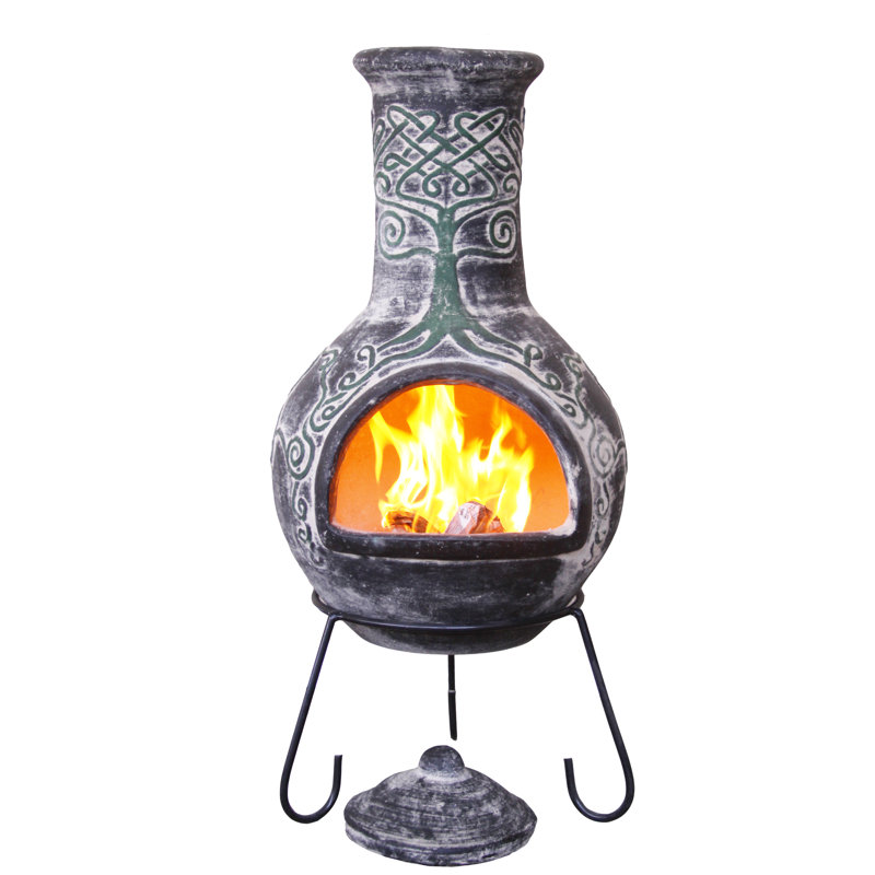 Derwyn Column Clay Smokeless Chimnea, Dark Grey