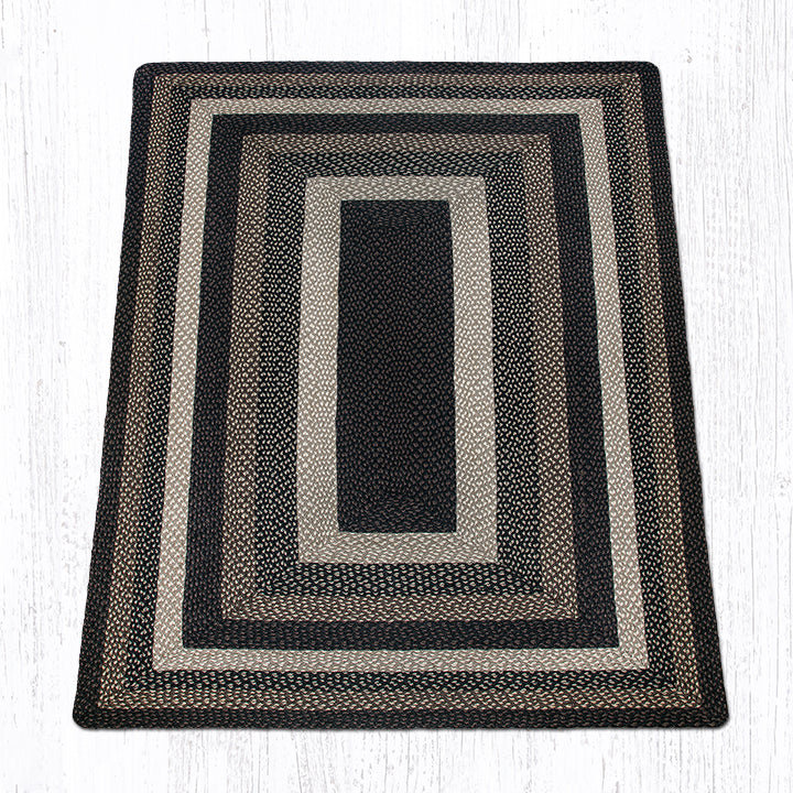  Mocha/Frappuccino Oblong Braided Rug Handwoven Jute, Rectangle 5' x 8'