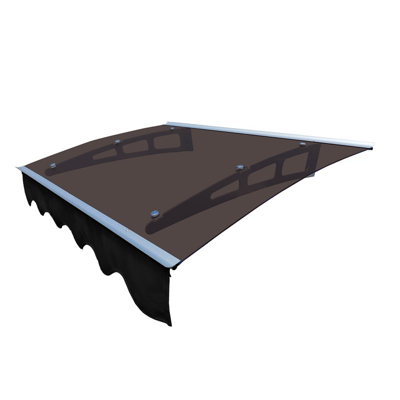 Series Door Window Awning Made Of 0.137 Inch Thick Crystal Solid Polycarbonate Sheet And Aluminum Alloywith Valance In Size Of 47" Wide X 34" Deep For Wooden Wall House