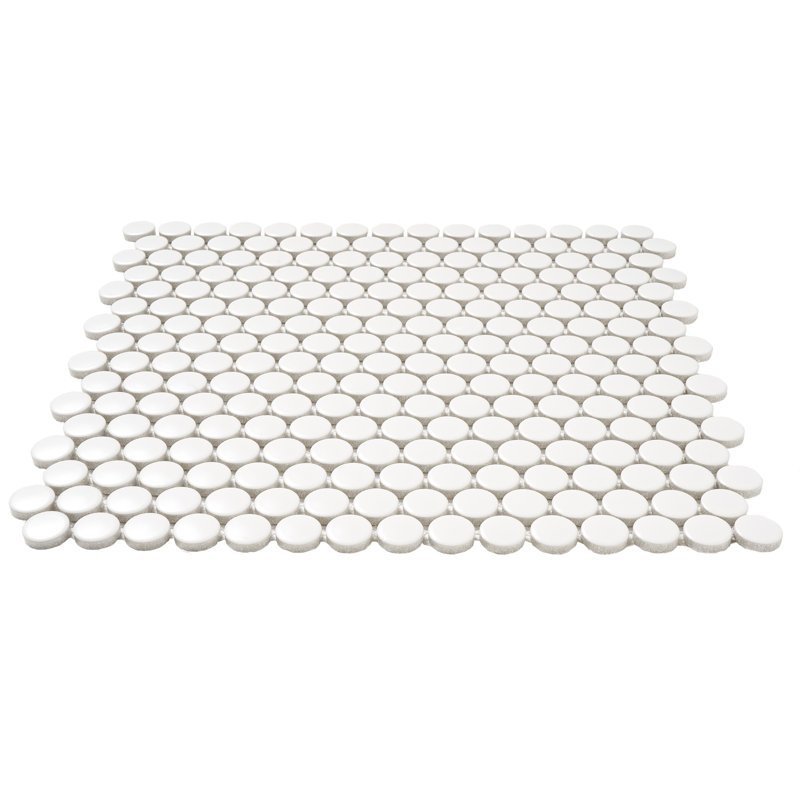 0.75" x 0.75" Porcelain Penny Round Mosaic Wall & Floor Tile, Matte White