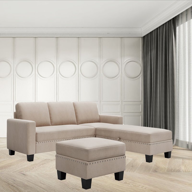 Canapé modulaire de 81,1 po faisant face à la droite avec repose-pieds et repose-pieds