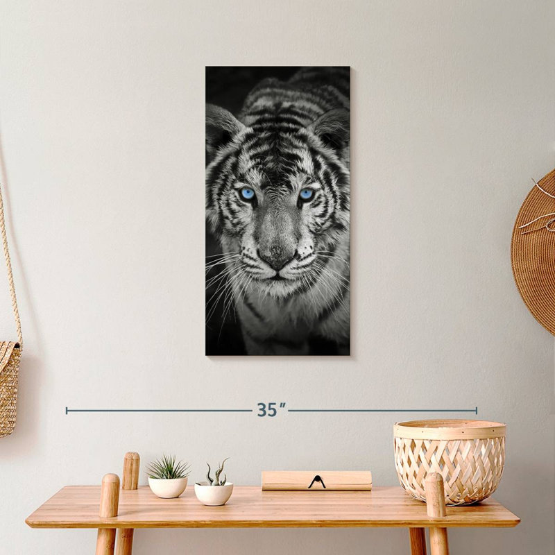 Tigre bleu sur toile, H 24 po x l 12 po x P 1,25 po