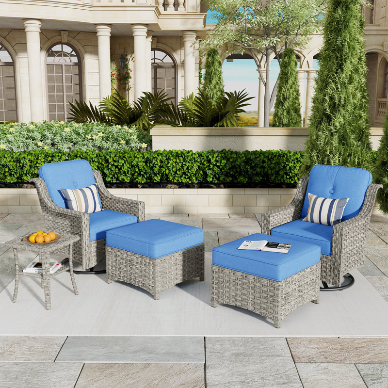 2 - Person Outdoor Seating Group With Cushions, Blue