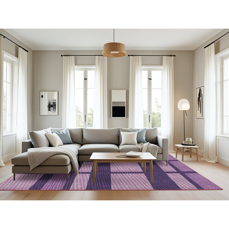 Tapis mauve à motif géométrique Antravia, Rectangle 8 pi x 10 pi