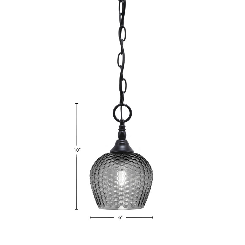 Mini-luminaire suspendu en chaîne avec verre, Noir mat