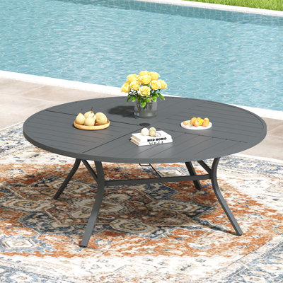 60" Round Metal Patio Dining Table