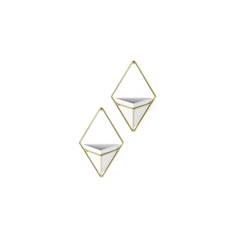 Trigg Wall Décor, 7.5" H x 4.4" W x 2.88' D, White/Brass