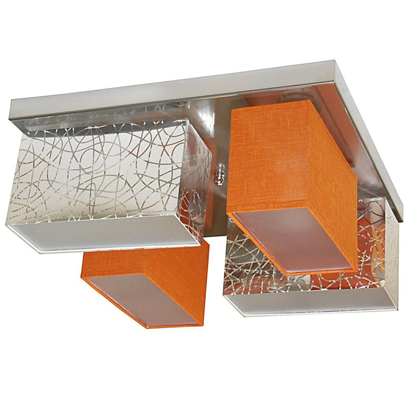 Pascoe Fabric Semi Flush Mount, Silver/Orange Transparent