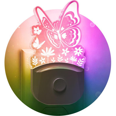 Kids Night Light 8 RGB Color Changing Butterfly Night Lights With Dusk To Dawn Sensor Acrylic Nursery Nightlight For Baby Room Toddler Bedroom Decor Gifts