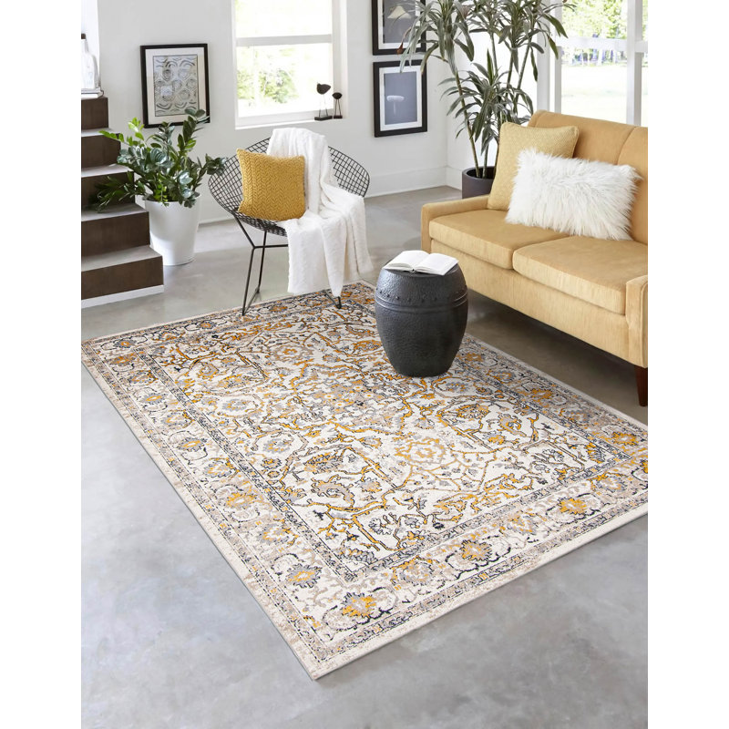 Tapis floral ivoire / brun Flatweave, Rectangle 8 pi x 10 pi