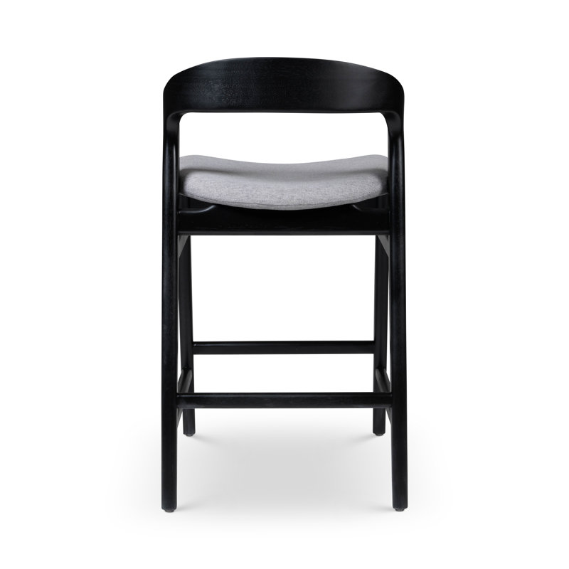 Modern Brazilian Velma Counter Stool, Essence Gray/Ebano Frame, Counter Stool (25.25" Seat Height)