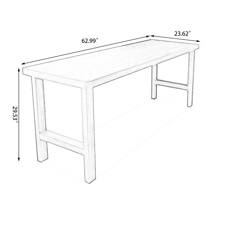 Brown Rectangular Solid Wood desk, 29.53" H x 62.99" W x 23.62" D
