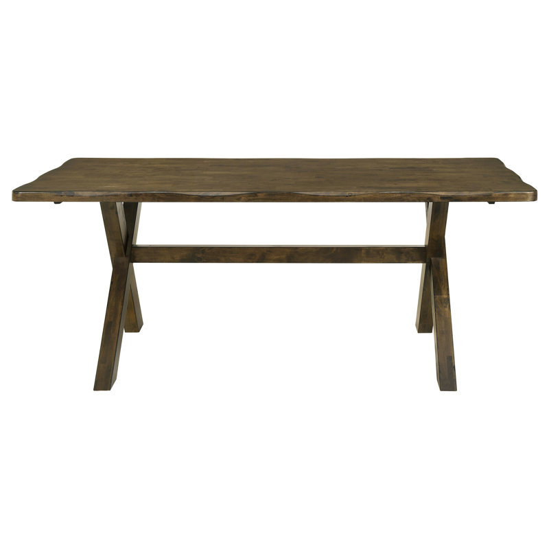 Table de salle à manger rectangulaire en carbone et noyer muscade noueux, bois franc d'ingénierie, bases en X pour un attrait moderne, table de salle à manger de 4 places, aspect rustique chaleureux, structure en bois massif, stabilité et style améliorés