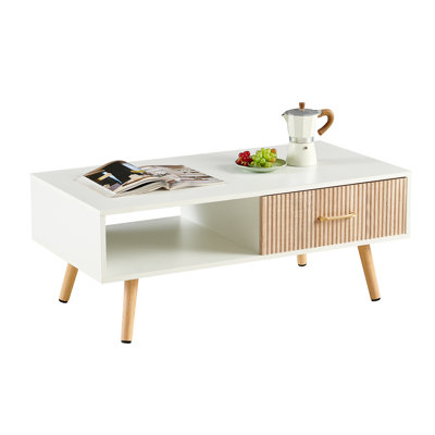 Rectangle Coffee Table With Solid Wood Legs