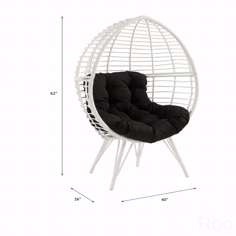 Chaise longue d'extérieur, osier PE, Noir, Blanc