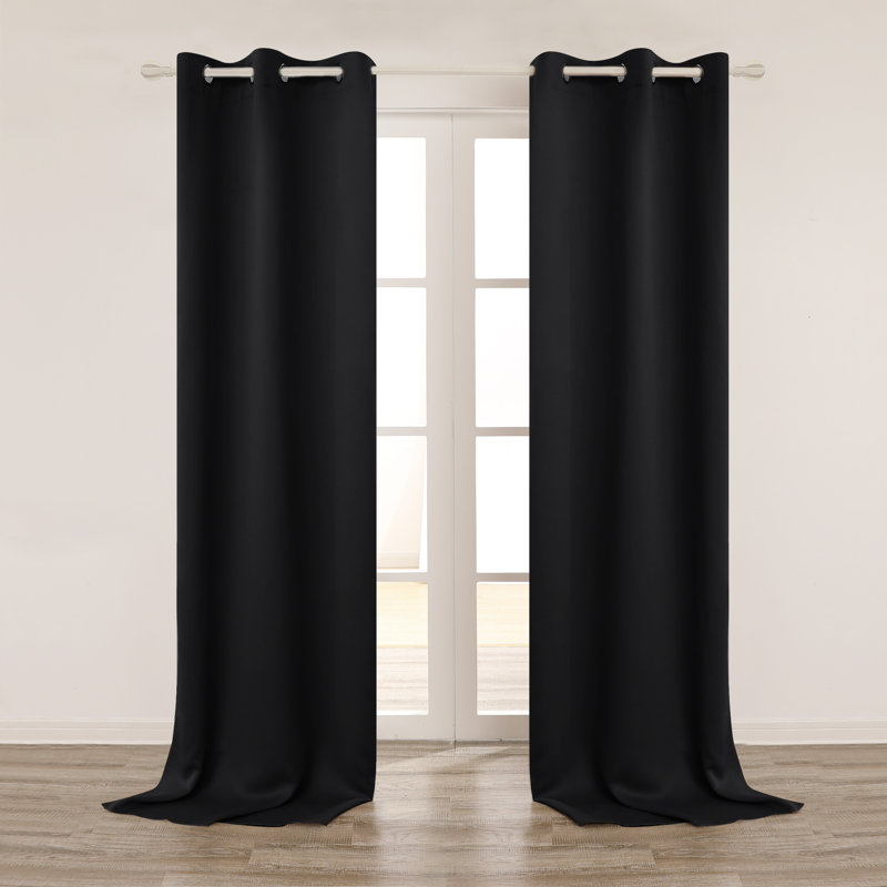 Lionel Room Darkening Curtain Single Panel, Black, 42" W x 63" L