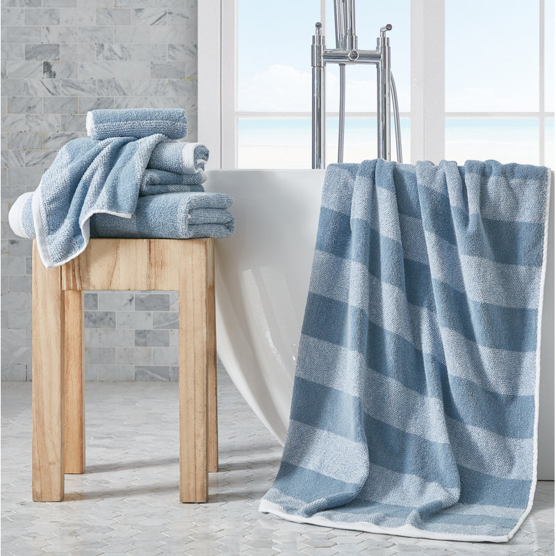 Ensemble de serviettes 6 pièces 100% coton Nautica, Chêne lac rayé bleu