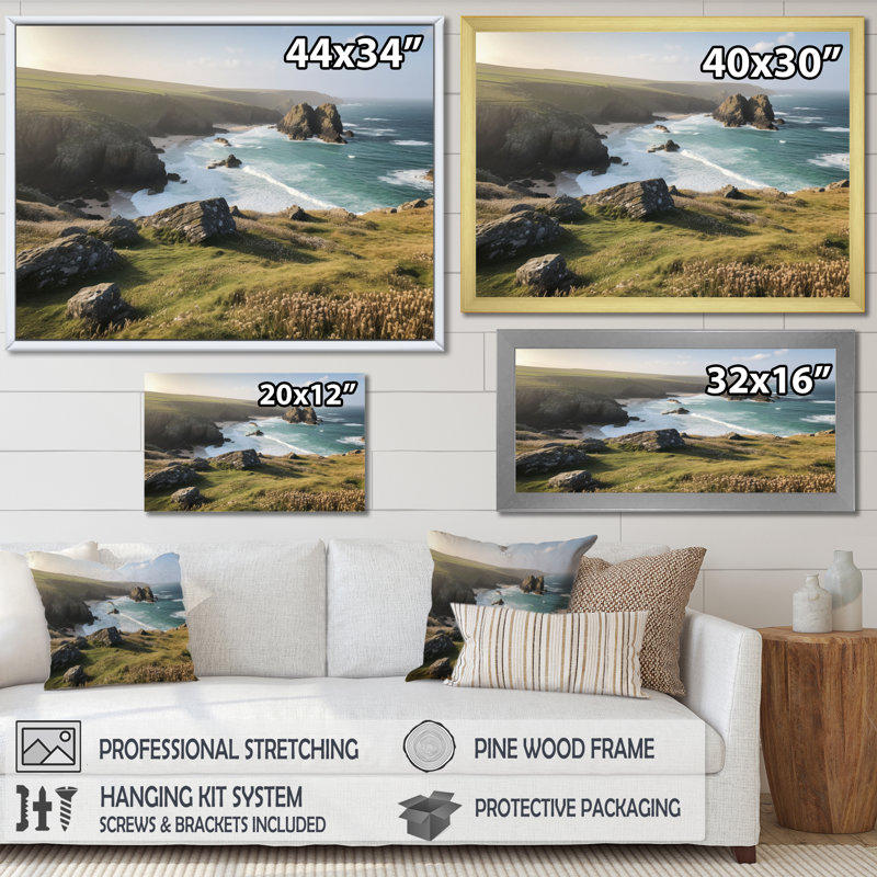 «Coastal Horizons II» sur toile, Cadre simple noir, H 34 po x l 44 po x P 1,5 po