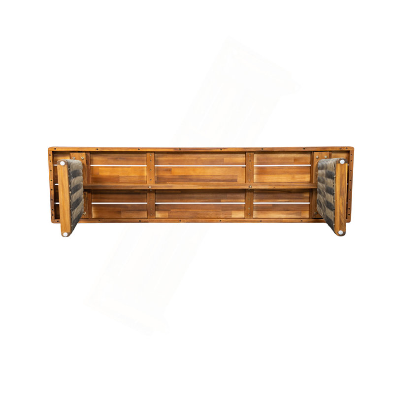 Banc d'extérieur en bois d'acacia (ensemble de 2), finition teck + osier, Gris