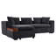 Canapé modulaire avec canapé en forme de L de 93,7 po et compartiment de rangement en bois pour le salon, noir-129891935