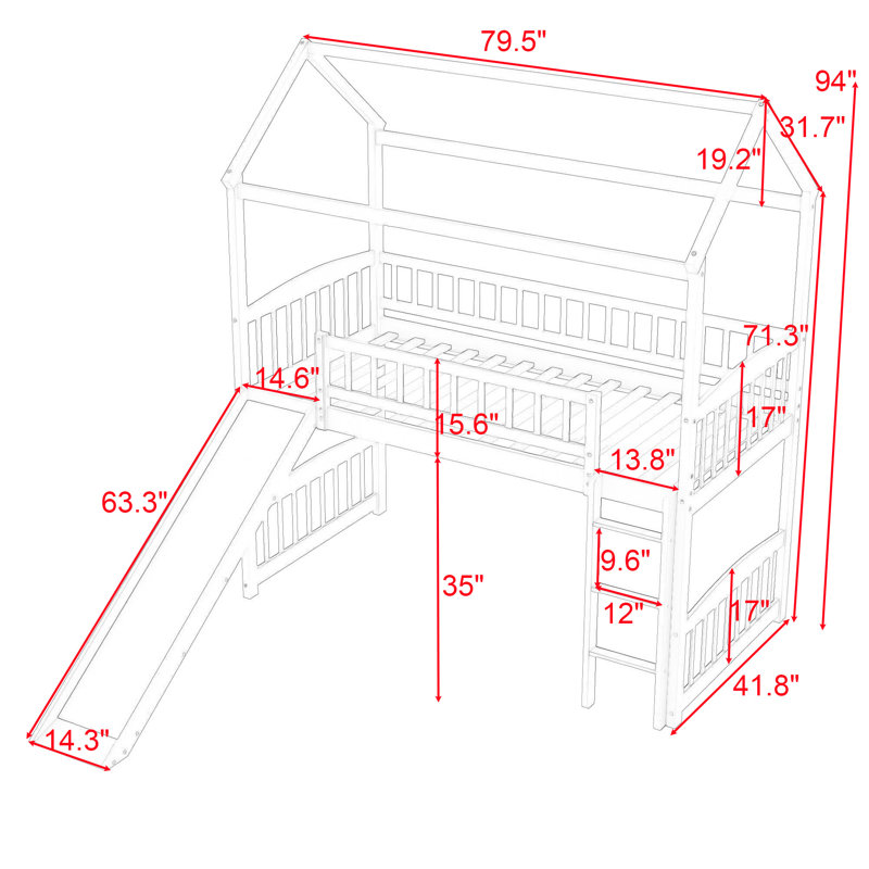 Lit mezzanine simple Clevenger par Harper Orchard, Blanc