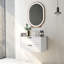 Meuble-lavabo mural flottant avec lavabo, avec système de fermeture en douceur, deux grands tiroirs et une ligne de décoration pour un rangement organisé et un décor moderne