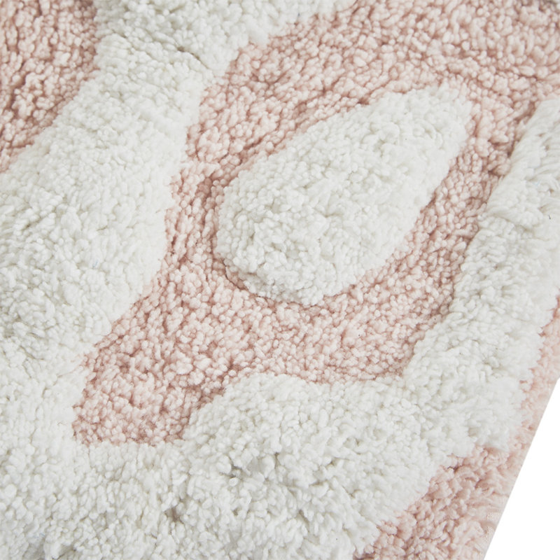 Tapis de bain en coton touffeté Medallion, Rose