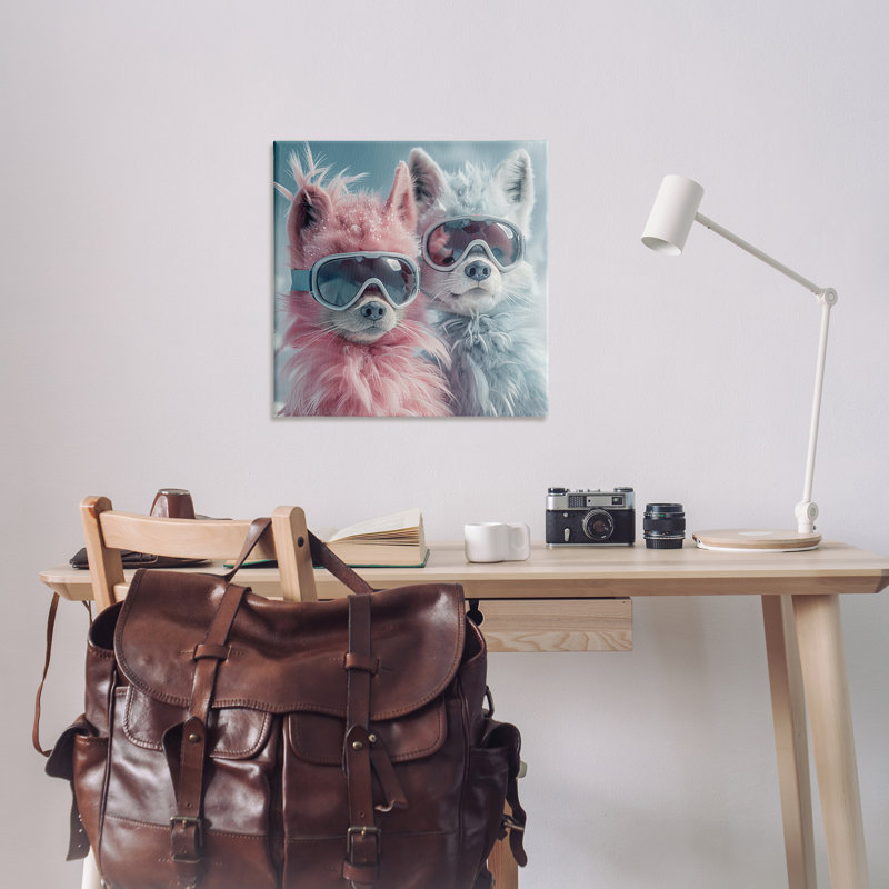 Art mural sur toile, "Foxes in Winter Goggles" par Lazar Studio, H 30 po x l 30 po
