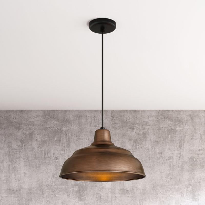 Abrahamson 1 - Light RLM Single Dome Pendant, Natural Copper, 8.25"H x 14" W x 14" D