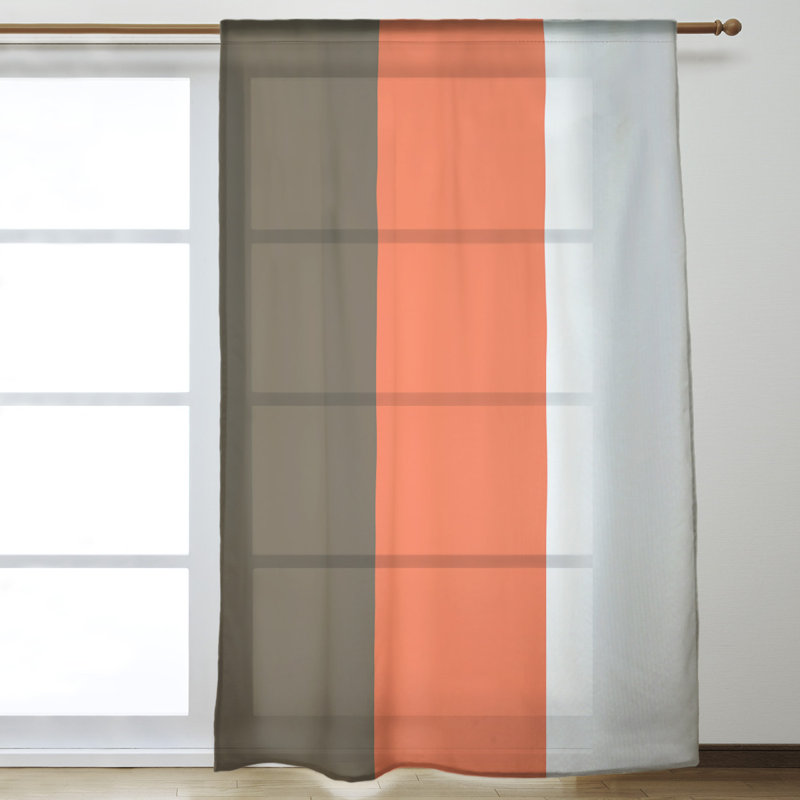 Panneau de rideau simple diaphane avec passe-tringle national hockey, Orange