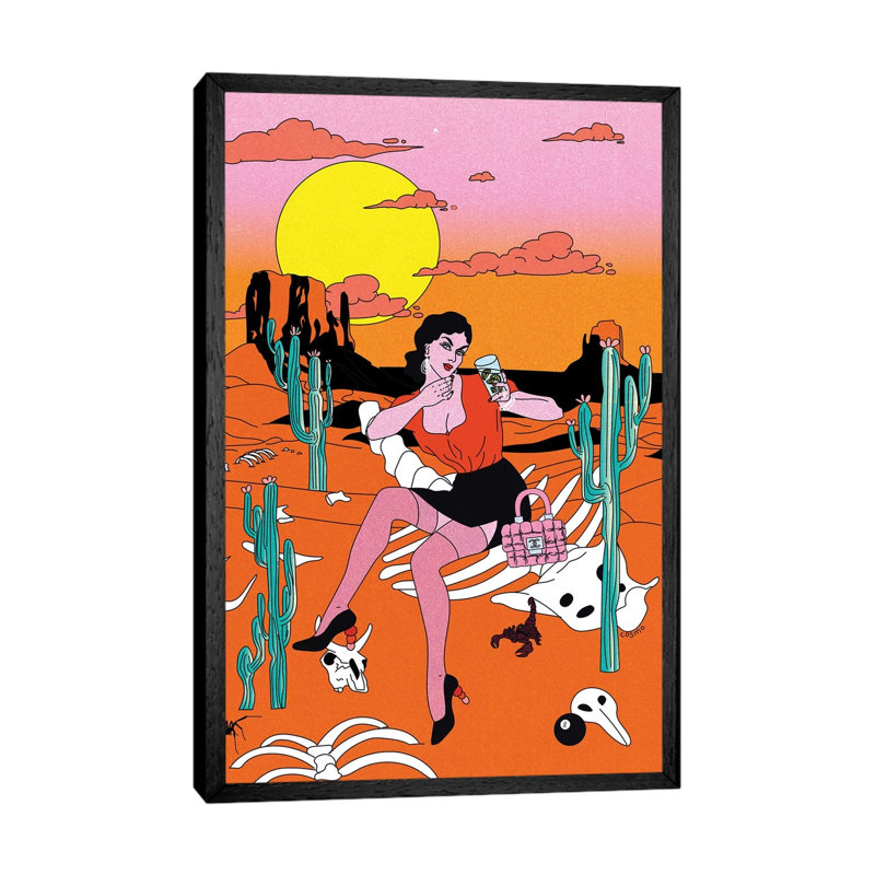 Desert - Print on Canvas, Black Framed Canvas, 66.04cm H x 20.32cm W x 3.81cm D