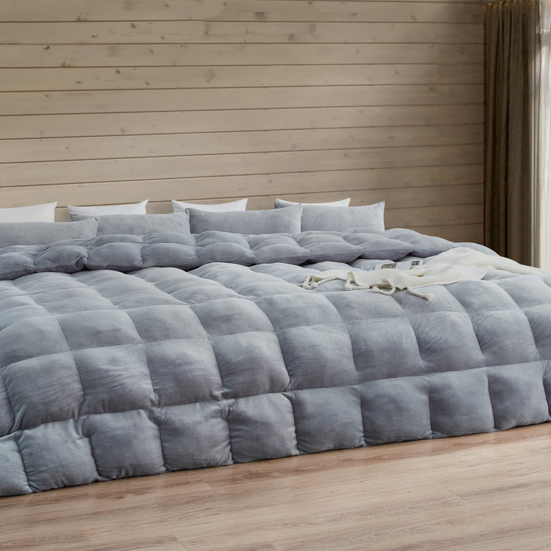 Ensemble d'édredon en microfibre 5 pièces, Édredon très grand Alaskan + 4 taies décorative, Gris argenté