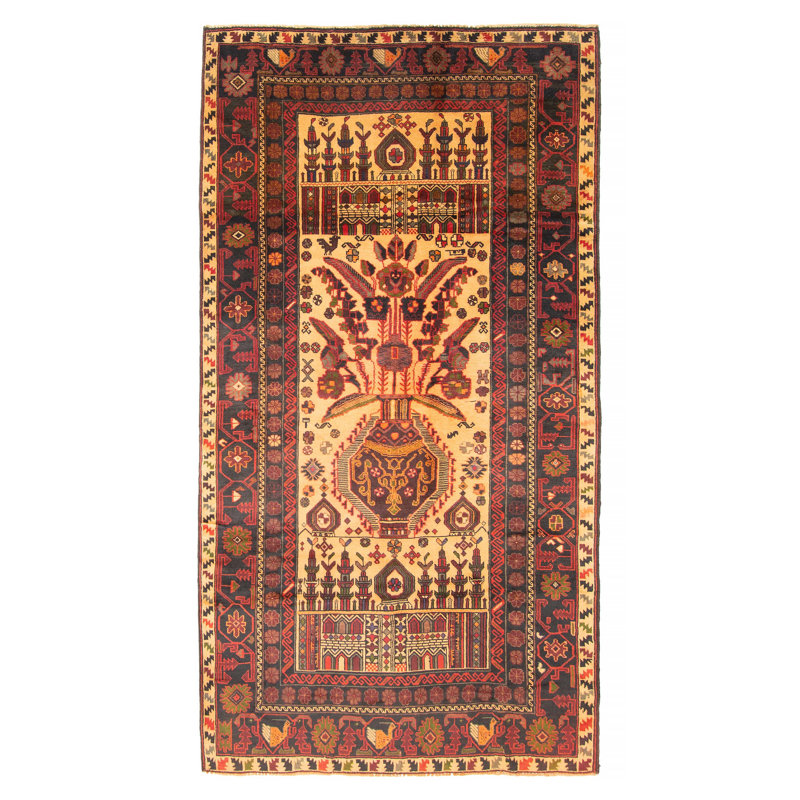 Tapis orange clair Teimani 4 pi 1 po x 8 pi 2 po