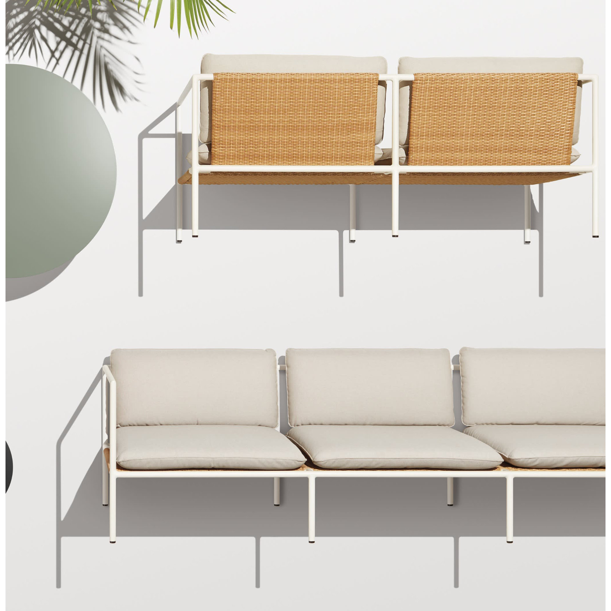 Dog Days 62'' Wide Loveseat with Sunbrella® Cushions, White, Sunbrella Linen