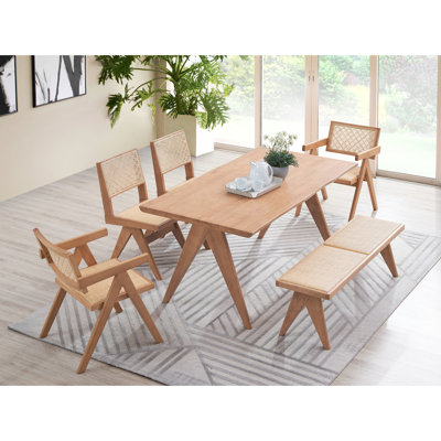 Table de salle à manger en noyer 6 pièces avec finition naturelle