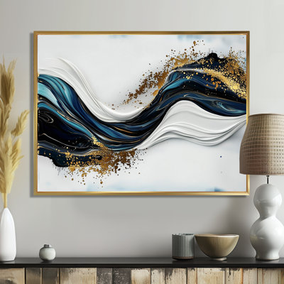«Ranier Golden Silence Of Minimal Marble River II», art mural minimaliste sur toile