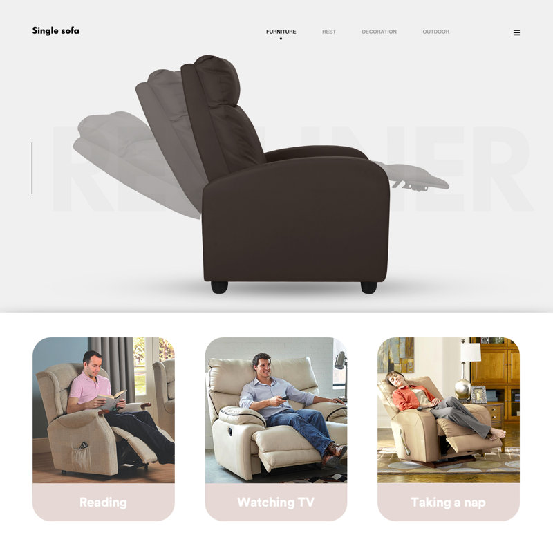 Fauteuil inclinable manuel en simili cuir Eshel, Similicuir brun