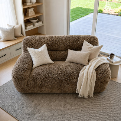 Canapé surdimensionné de 57 po Boucle, méridienne confortable avec coussins épais et accoudoirs, canapé moelleux moelleux pour salon, chambre à coucher, appartement, dortoir