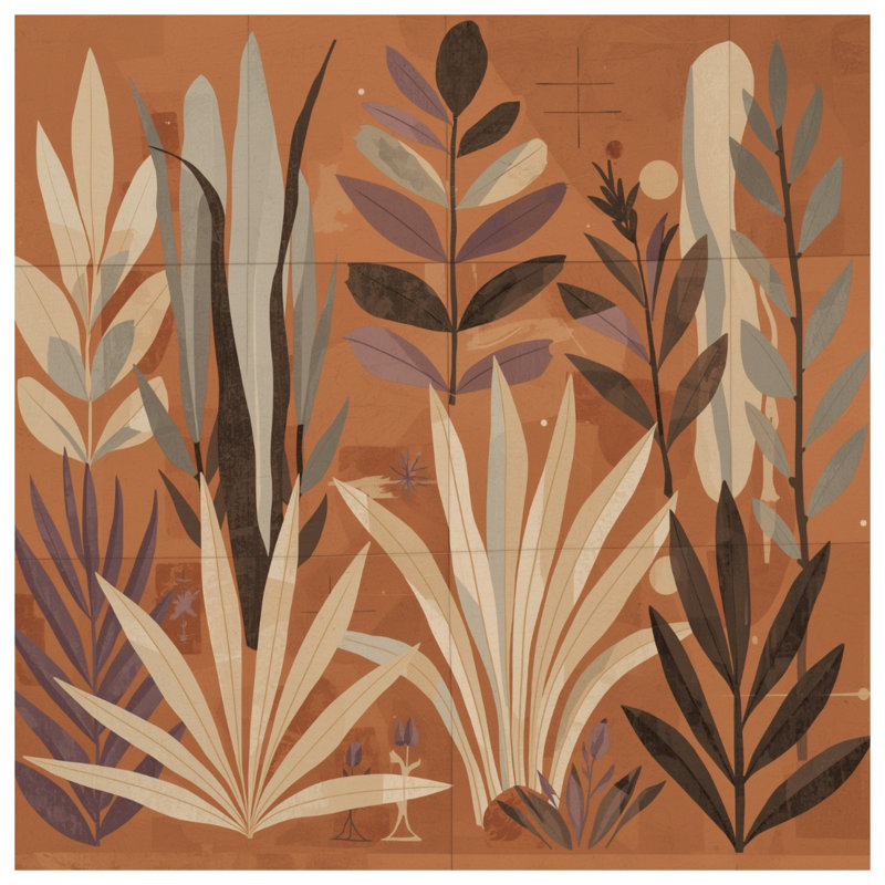 Tapisserie murale «Abstract Botanical Illustration» - décoration murale botanique, H 68 po x l 80 po avec 4 œillets