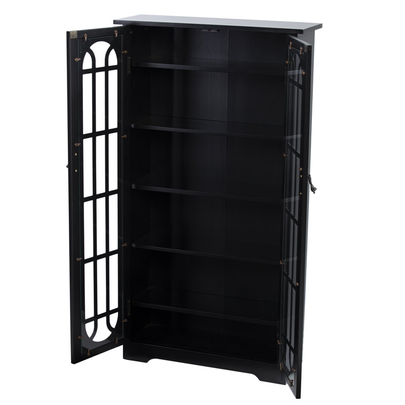 Armoire multimédia à panneau de fenêtre noire, Noir