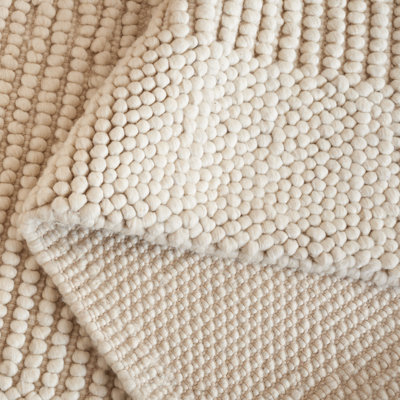 Burdick Ivory Beige Hand-Woven Wool Rug